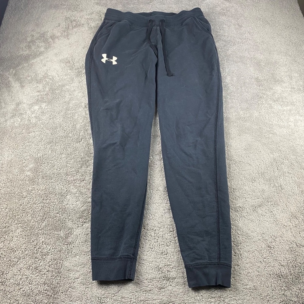 Under Armour Drawstring Fitted Sweatpants Womens Medium Black